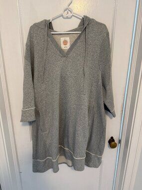 Anthropologie Gray Hooded Dress- Daily Practice 1X